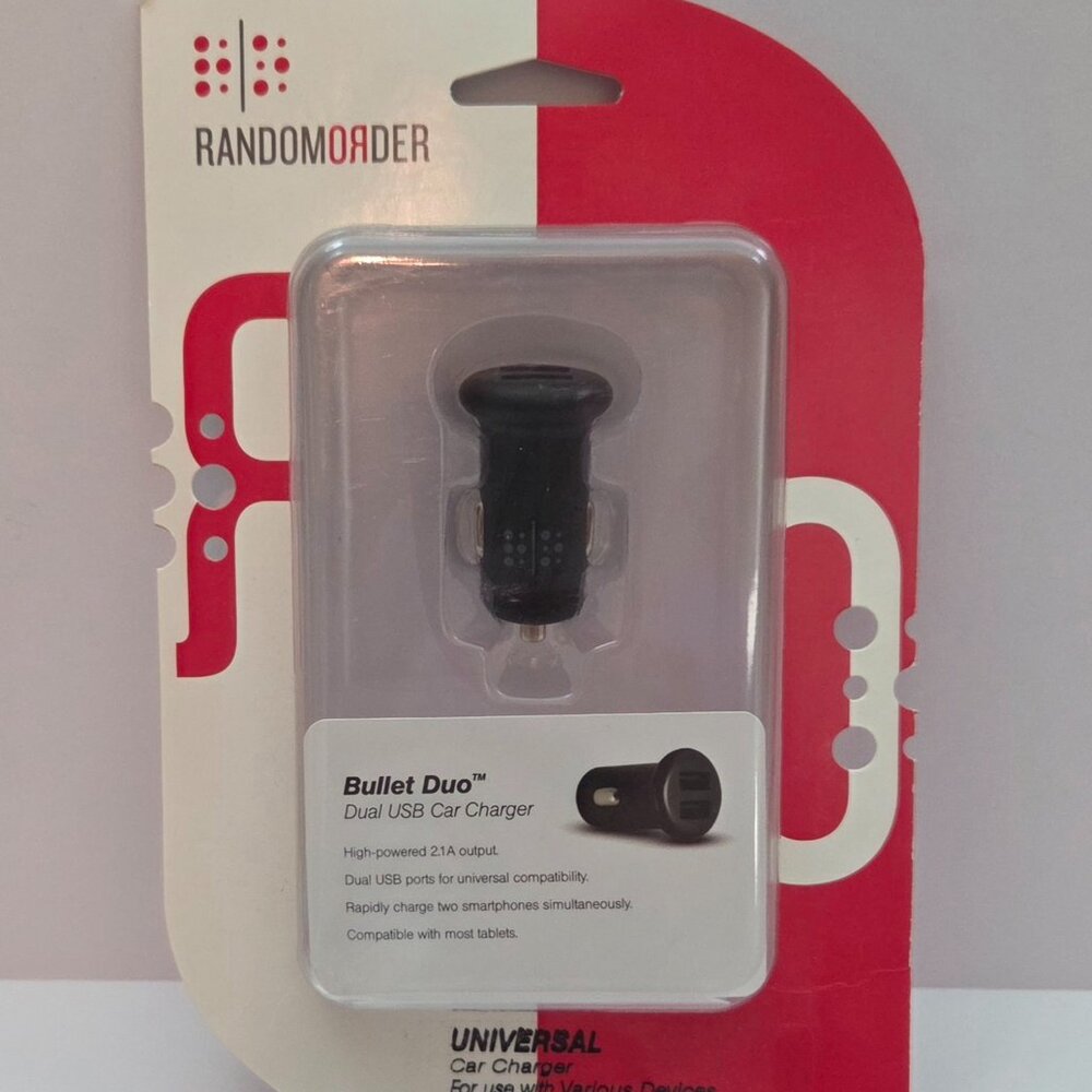 Random Order Bullet Duoโข Dual USB Car Charger, Black, NWT